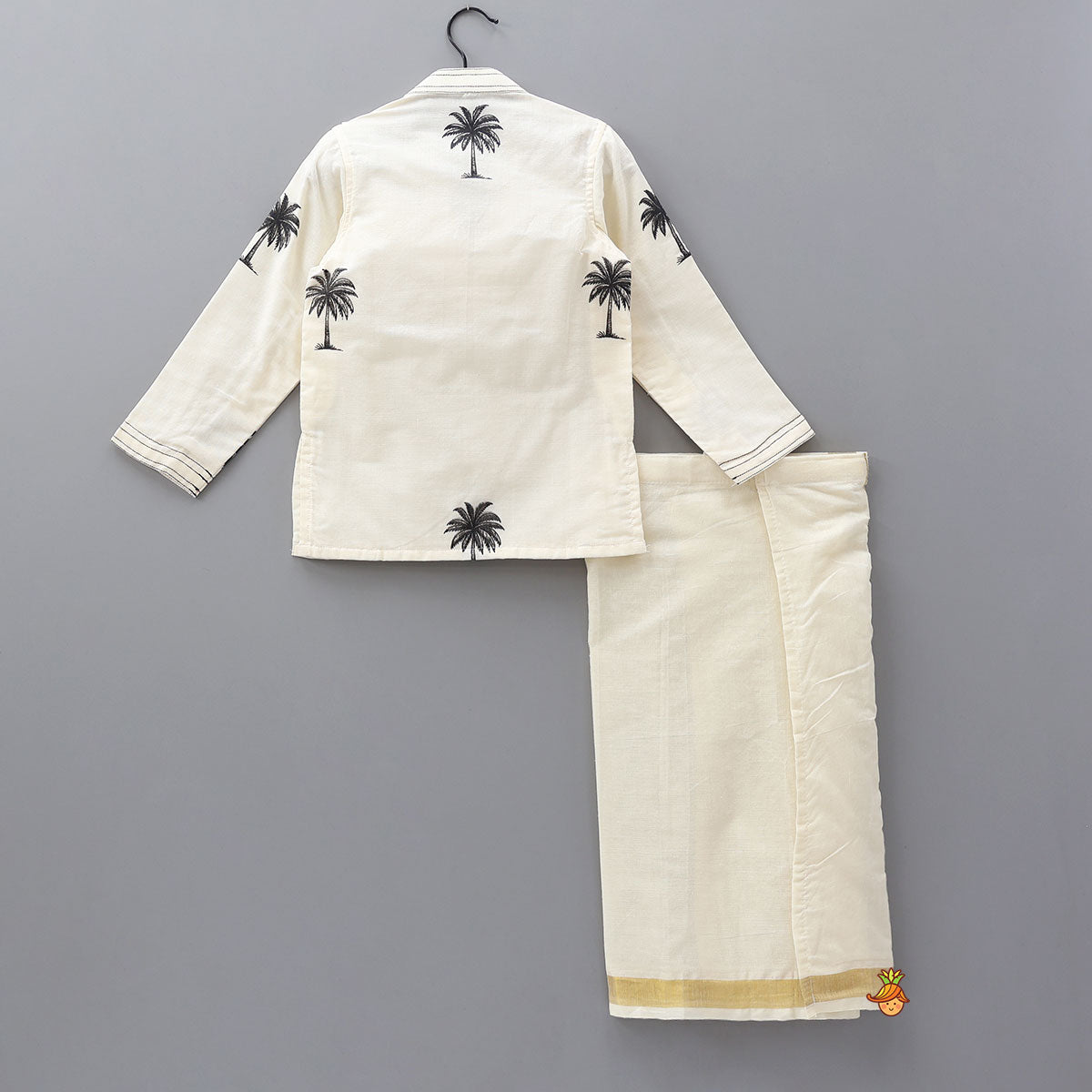Tree Printed Thread Work Kurta With Mundu