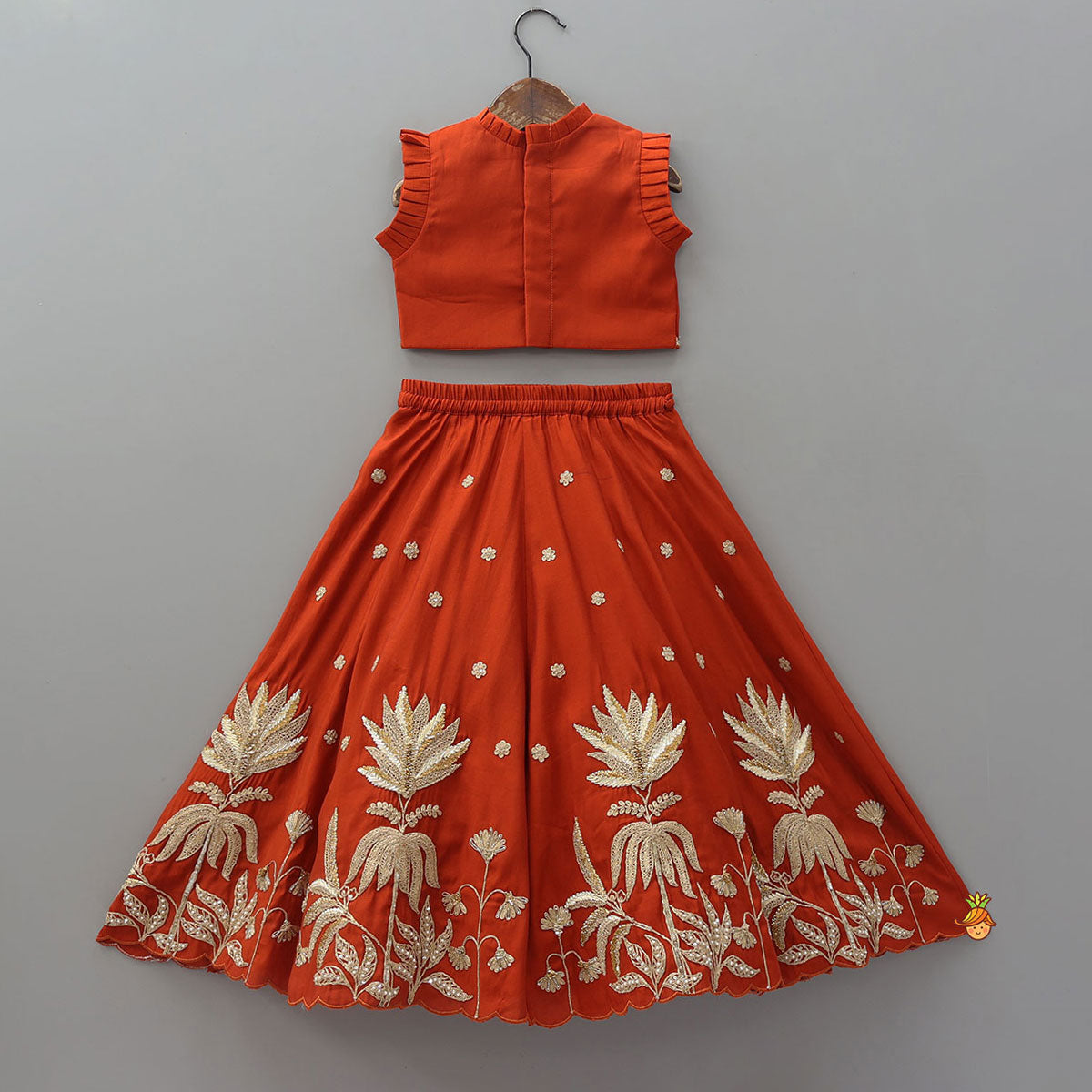 Exquisite Pleated Top With Lehenga And Dupatta