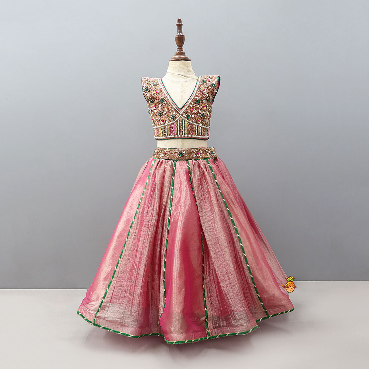 Festive Handworked Top And Shimmery Lehenga