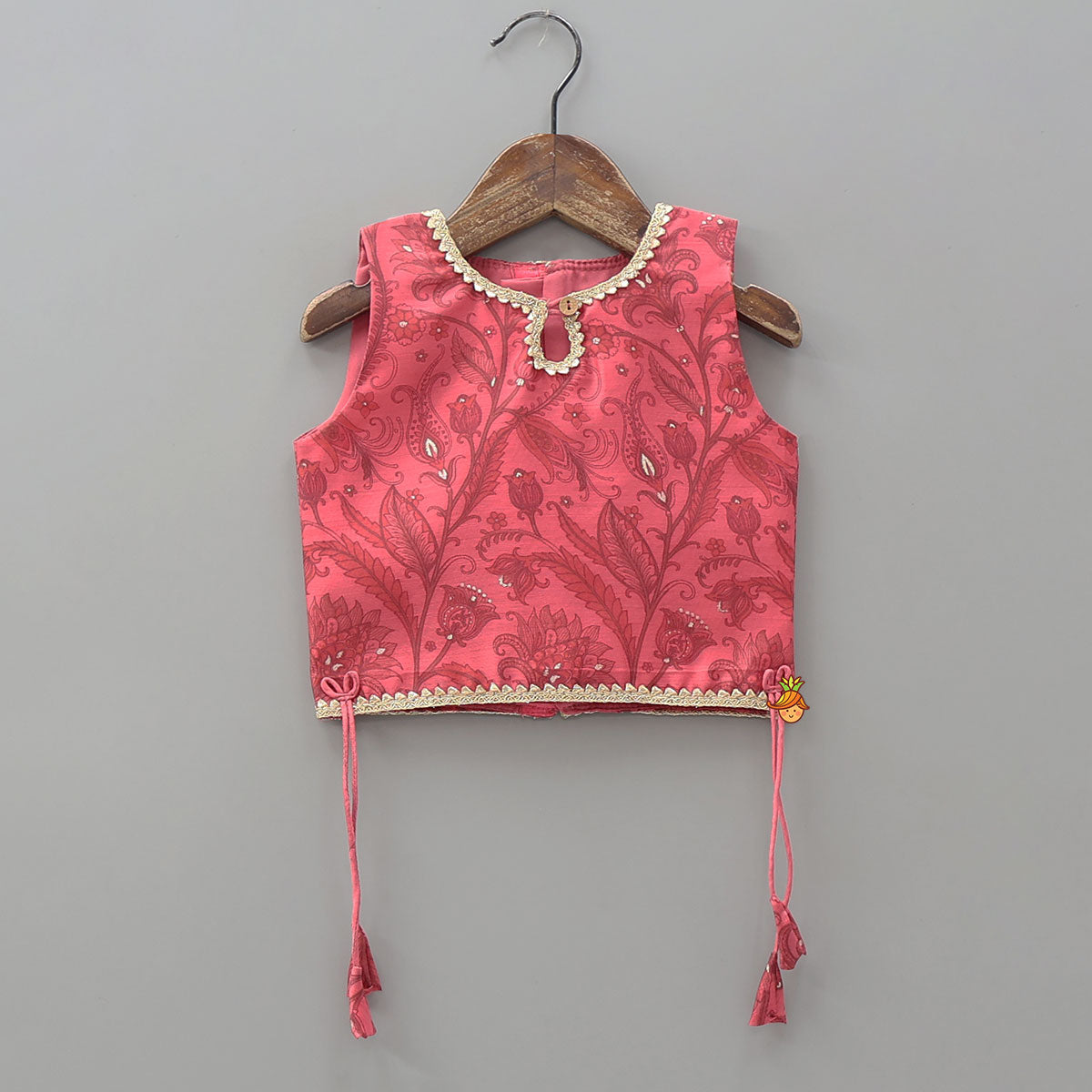 Side String Detailed Top And Lehenga With Matching Dupatta