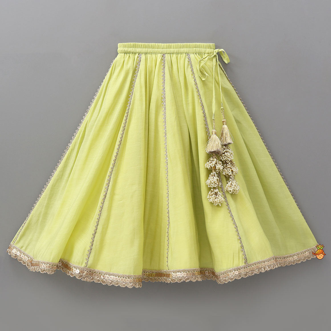 Radiant Green Cutdana Embroidered Top And Ghagra With Dupatta