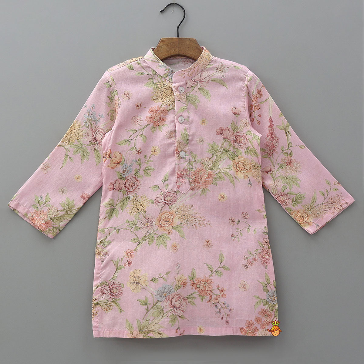 Floral Printed Elegant Kurta With Matching Jacket And Pyjama