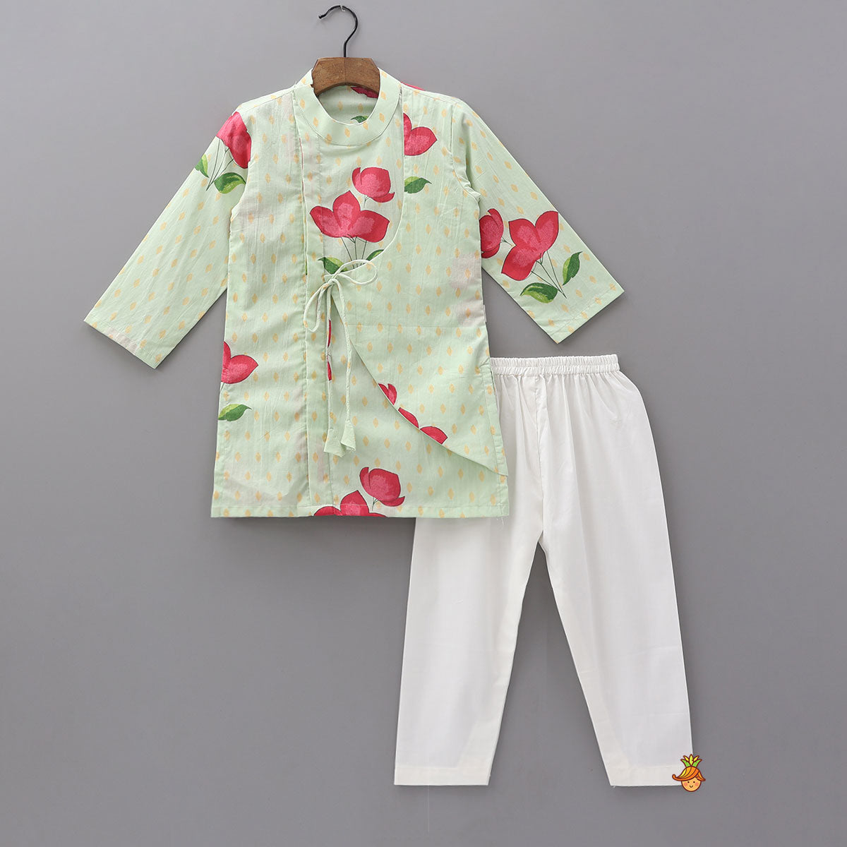 Asymmetric Wrap Style Kurta With Pyjama