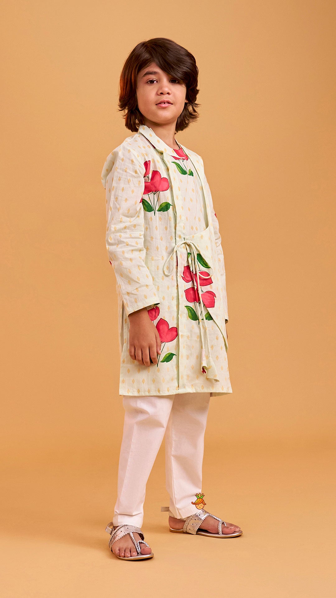 Asymmetric Wrap Style Kurta With Pyjama