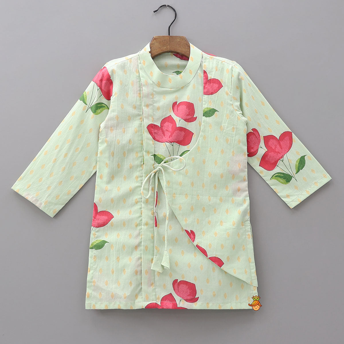 Asymmetric Wrap Style Kurta With Pyjama