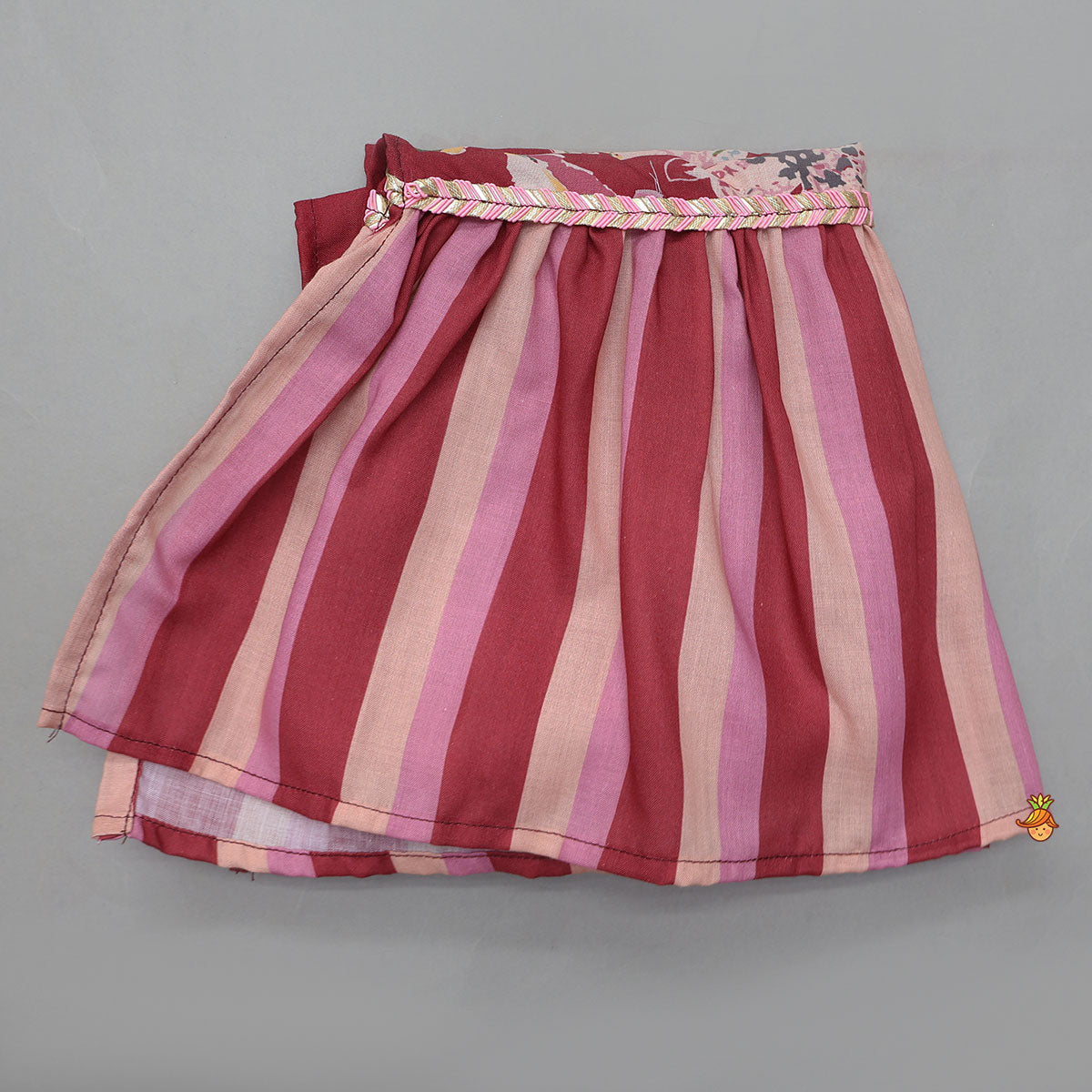 Floral Printed Crop Top And Lehenga With Dupatta