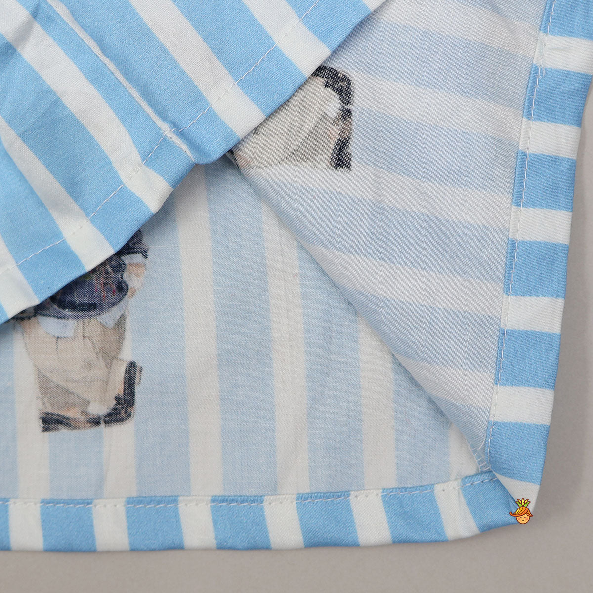 Teddy Print Striped Shirt And Pyjama