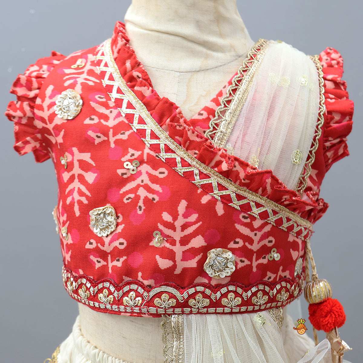 Elegant Drape Crop Top And Lehenga