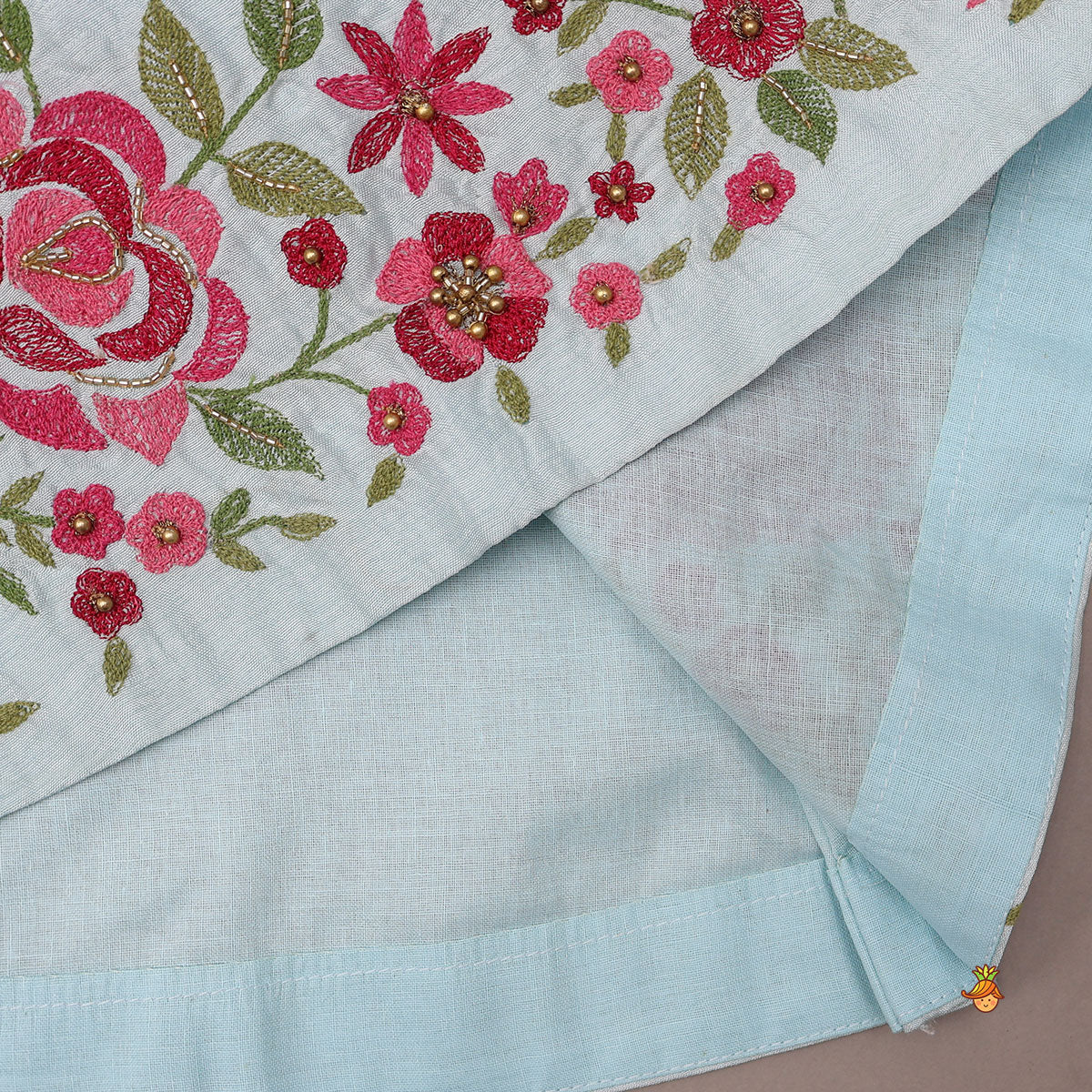 Floral Leaves Embroidered Kurti With Sharara and Dupatta