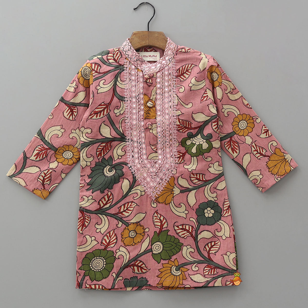 Faux Mirror Work Front Placket Kurta And Pyjama