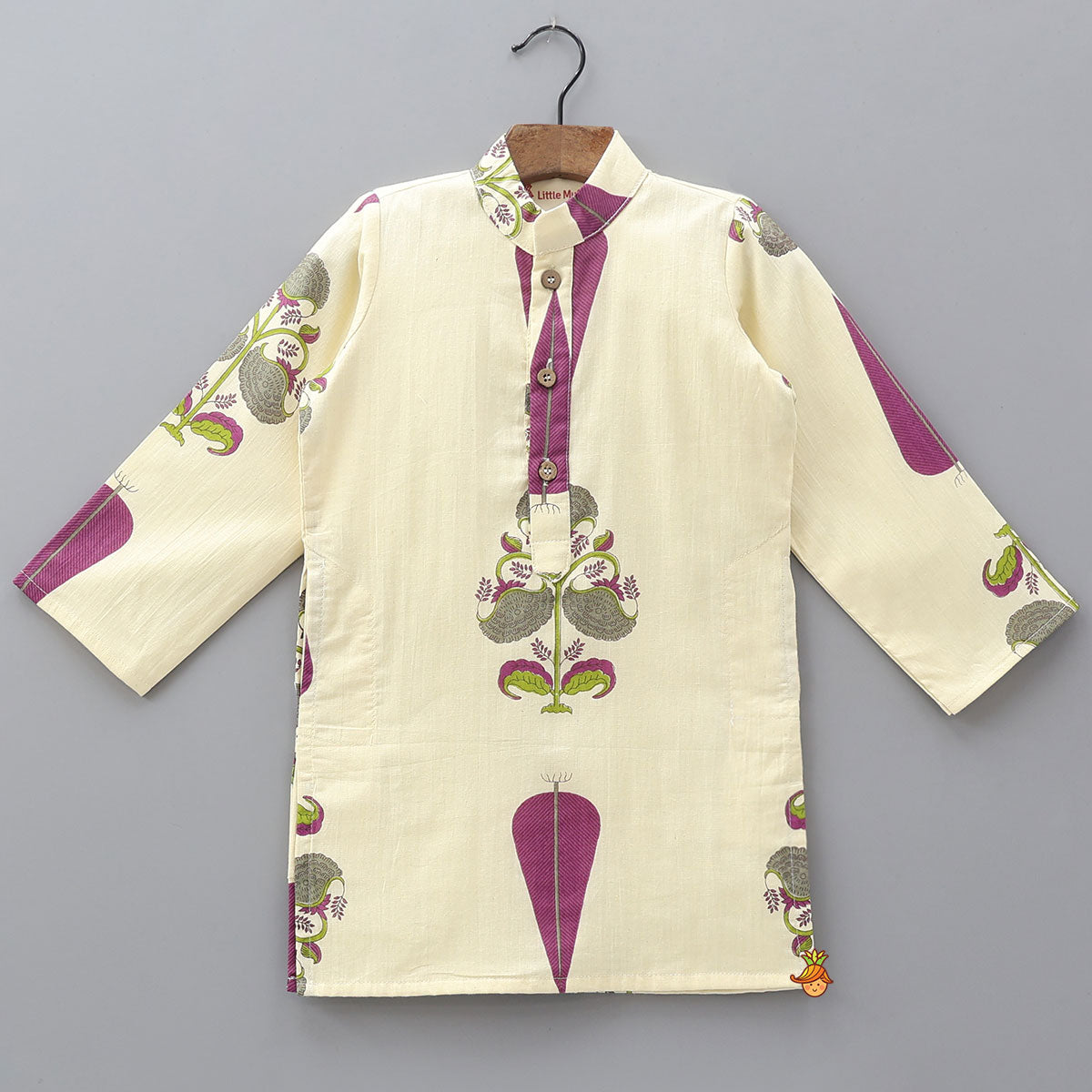Floral Block Printed Kurta Jacket Set With Pyjama