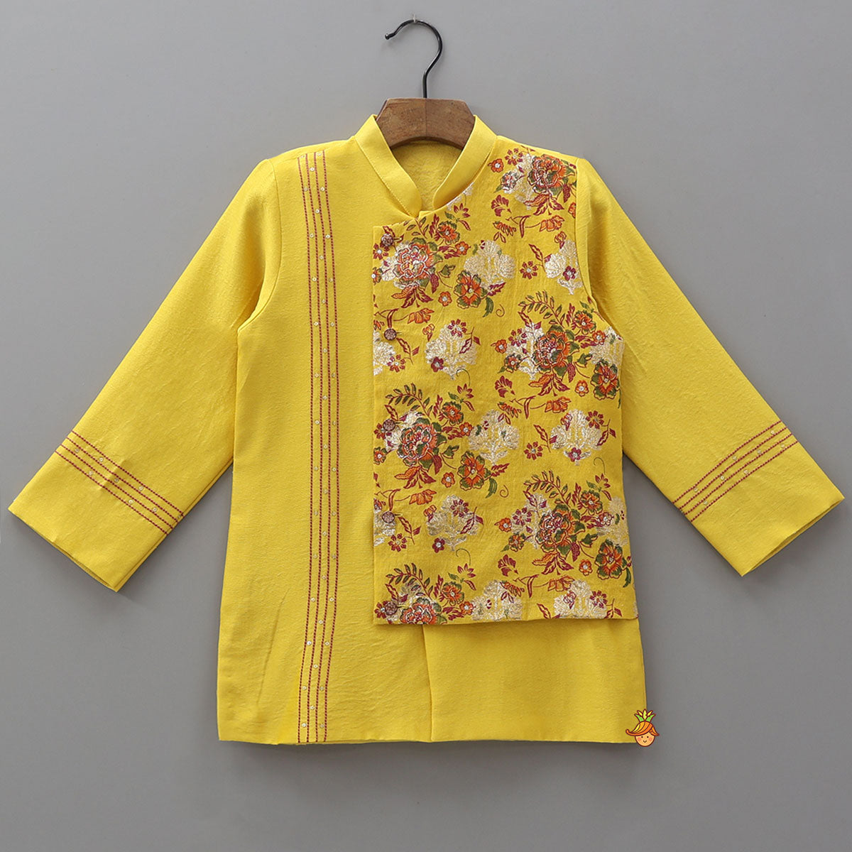 Layered Asymmetric Floral Printed Kurta With Pyjama