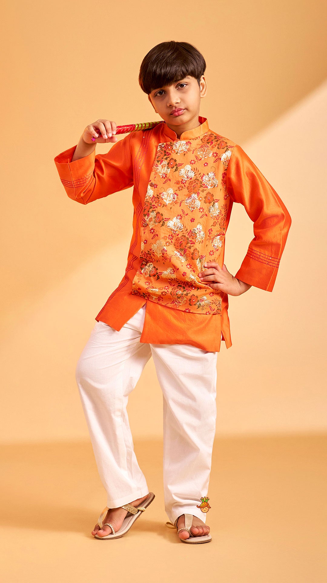 Layered Asymmetric Wrap Kurta With Pyjama