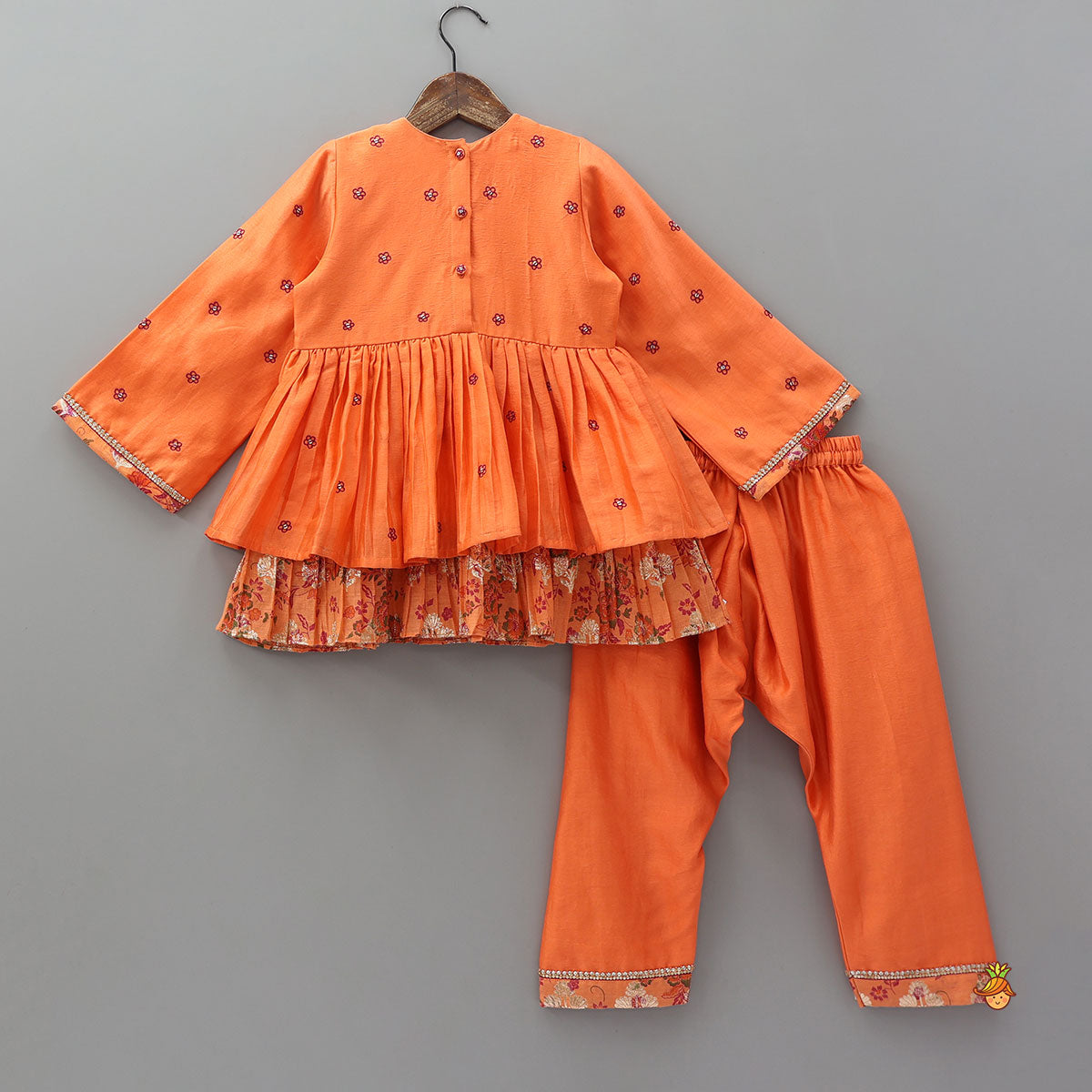 Floral Buti Embroidered Peplum Top With Salwar And Dupatta