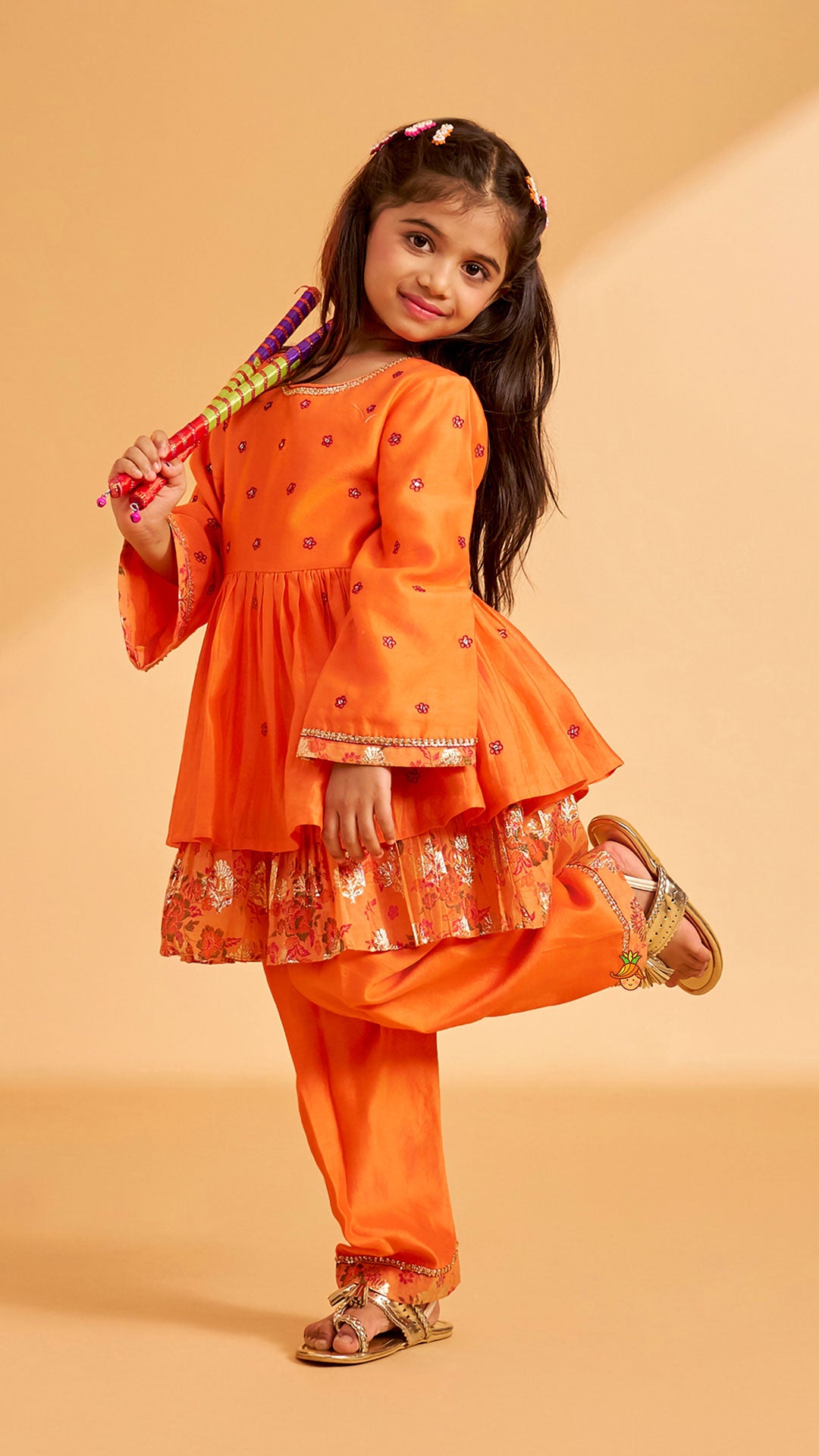 Floral Buti Embroidered Peplum Top With Salwar And Dupatta