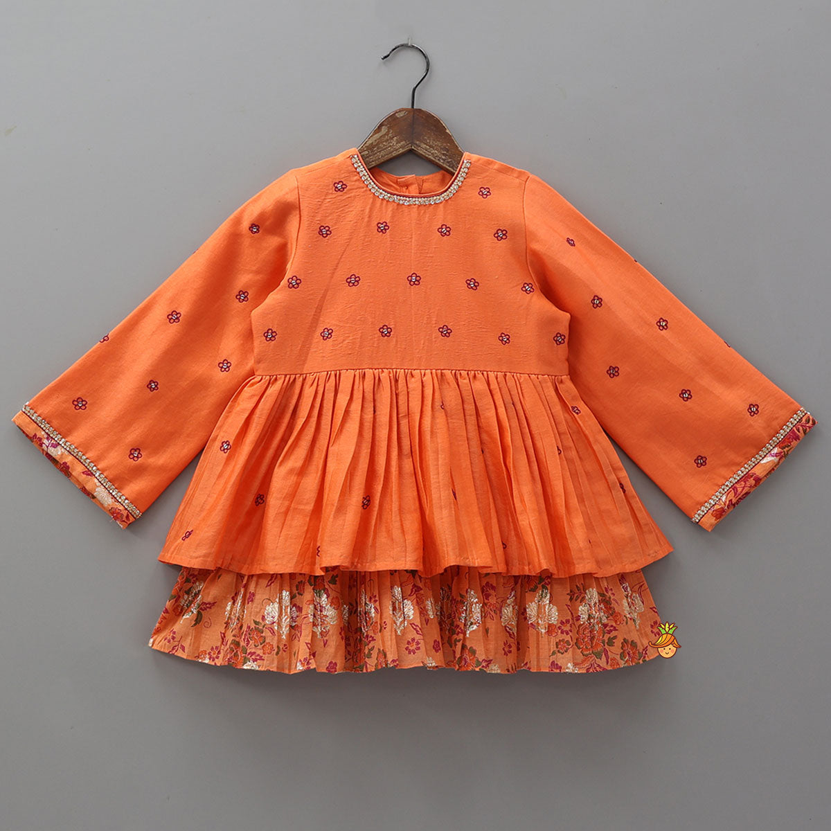 Floral Buti Embroidered Peplum Top With Salwar And Dupatta