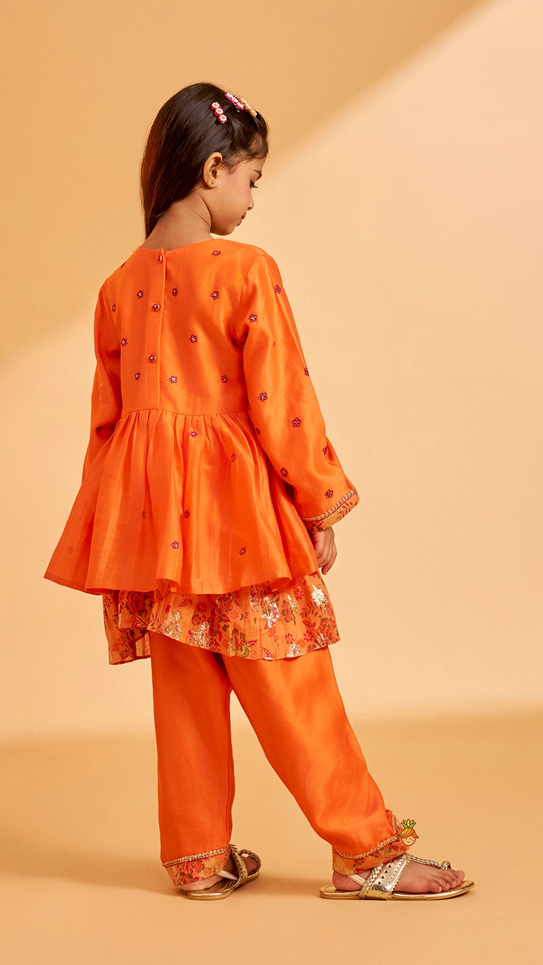 Floral Buti Embroidered Peplum Top With Salwar And Dupatta