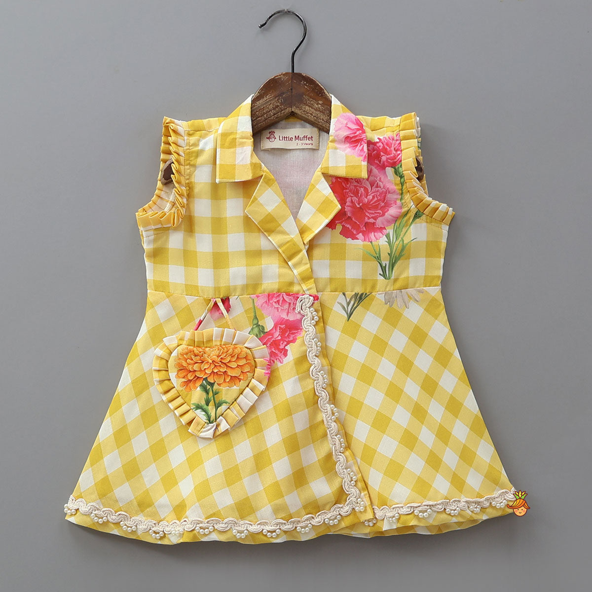 Checkered Printed Notch Collar Top With Dhoti Pant