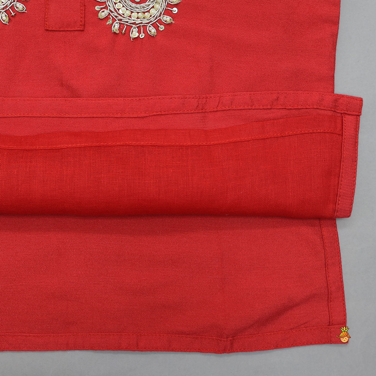 Sequin Embroidered Yoke Short Kurta And Printed Dhoti