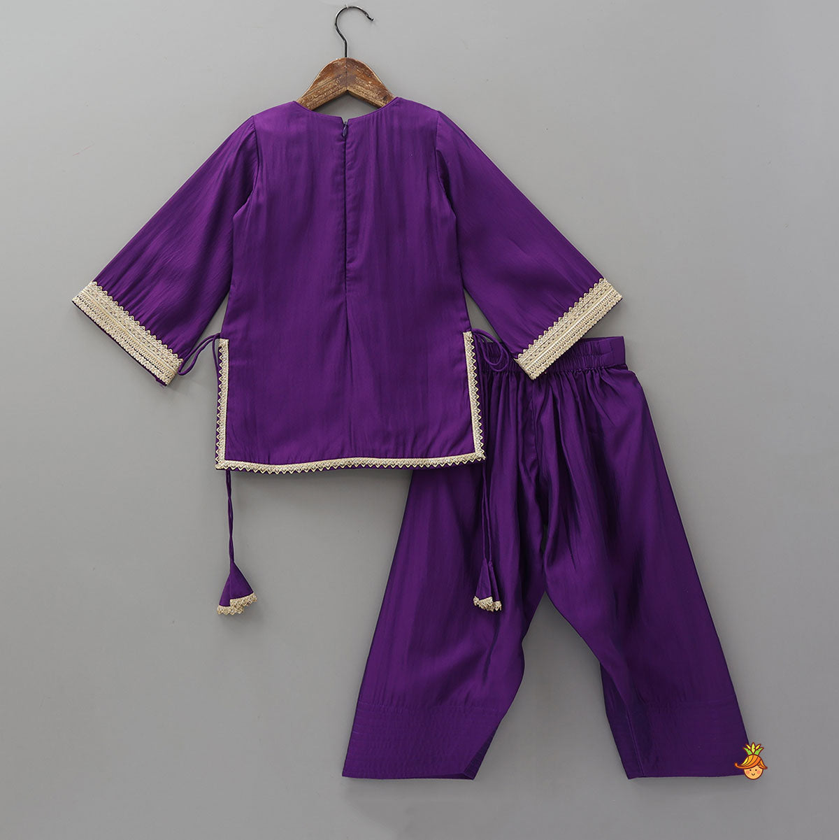 Lace Detailed Kurta With Farshi Salwar And Dupatta