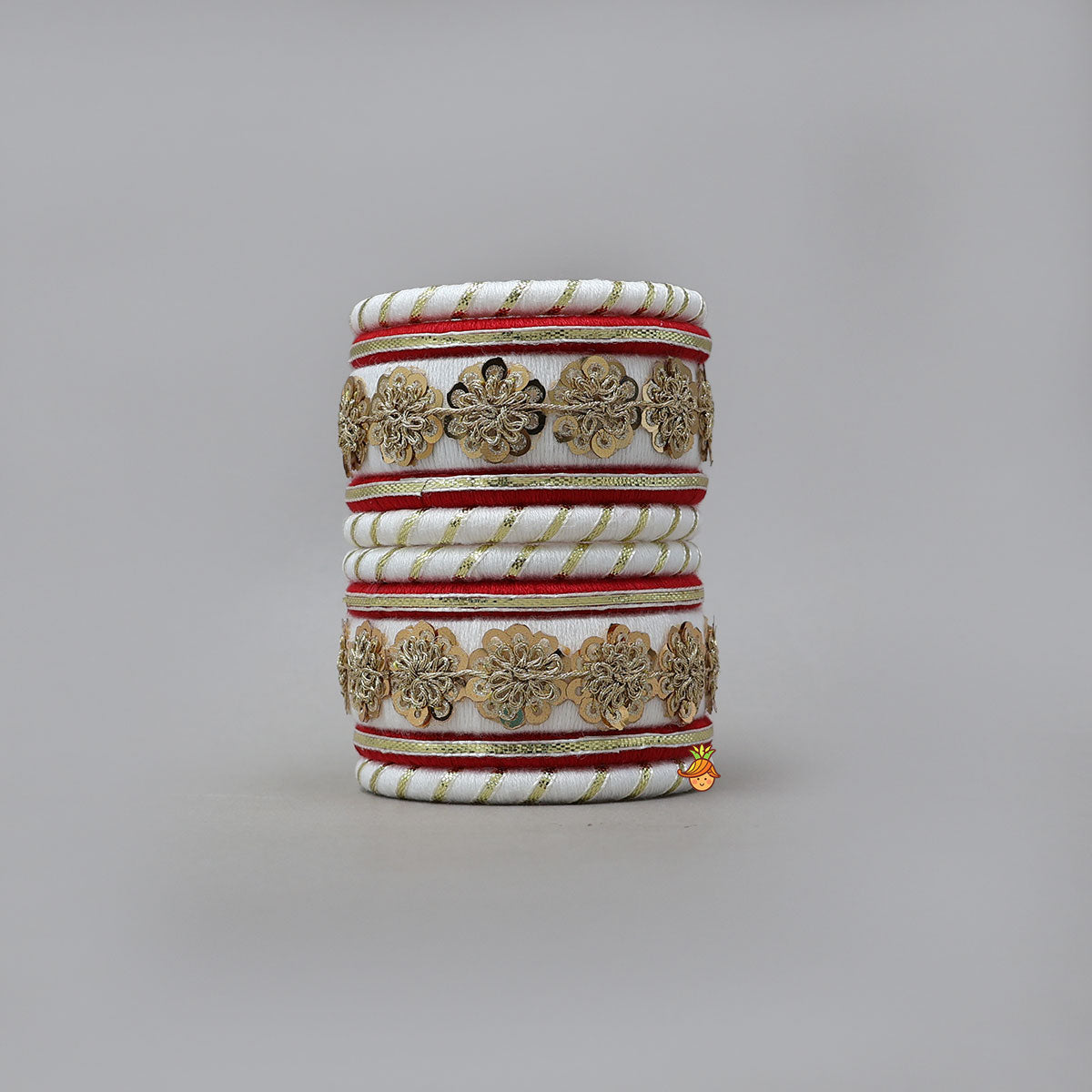 Floral Sequin And Thread Work Bangles