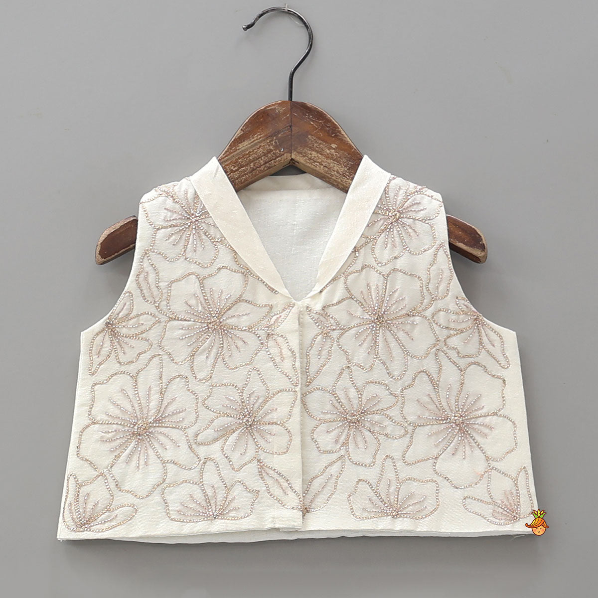 Shawl Collar Crop Top With Contrasting Lehenga