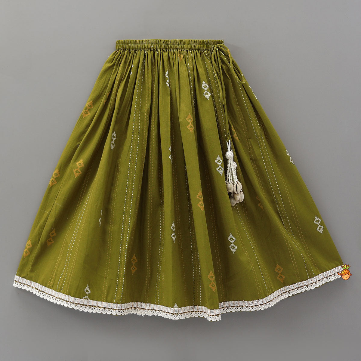 Lace Detailed Tie-Up Crop Top And Lehenga
