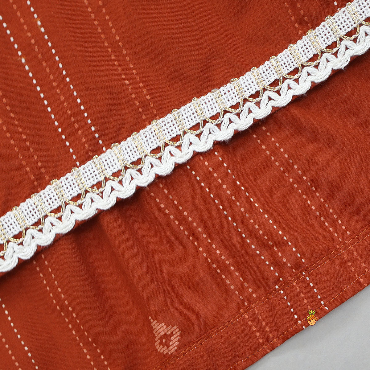 Lace Detailed Tie-Up Printed Crop Top And Lehenga
