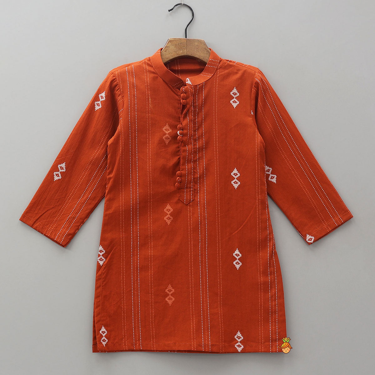 Front Placket Printed Ethnic Kurta And Pyjama