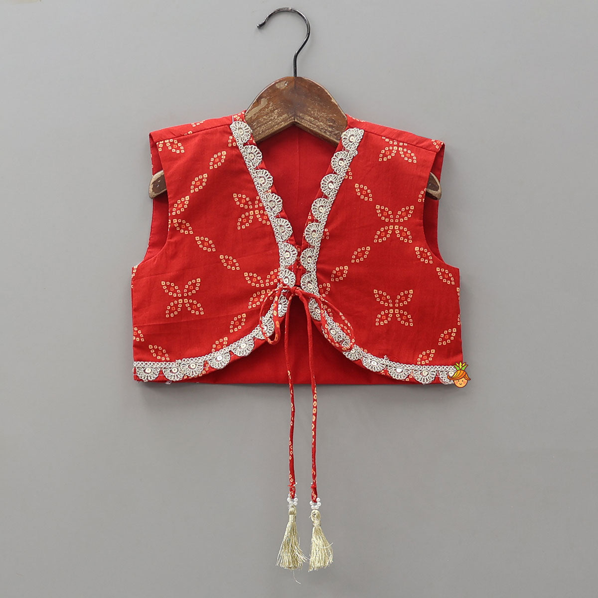 Bandhani Print Gota Lace Detailed Kurti With Jacket