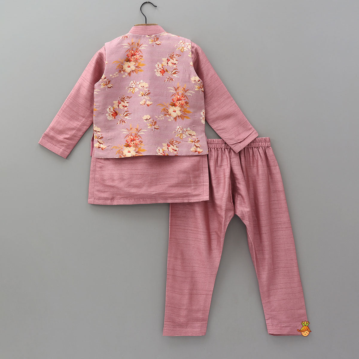 Ethnic Kurta With Beautiful Floral Printed Jacket And Pyjama
