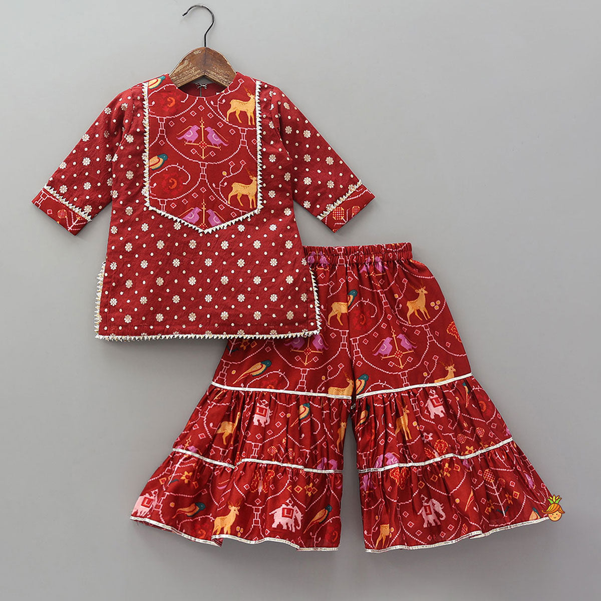 Folk Art Inspired Printed Kurta and Sharara