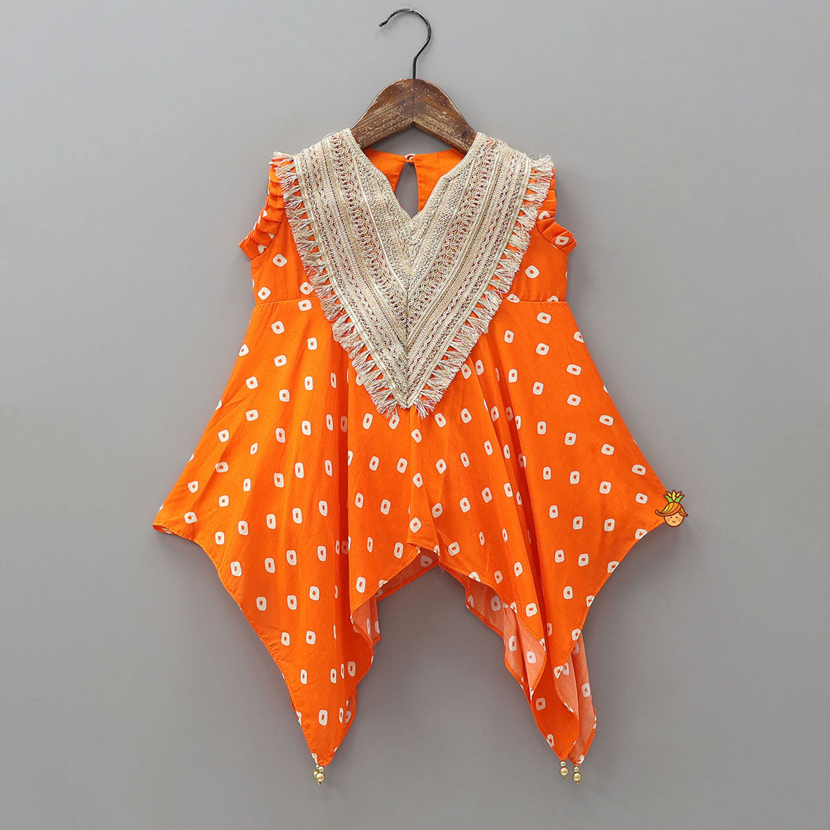 Bandhani Printed Asymmetrical Top And Palazzo