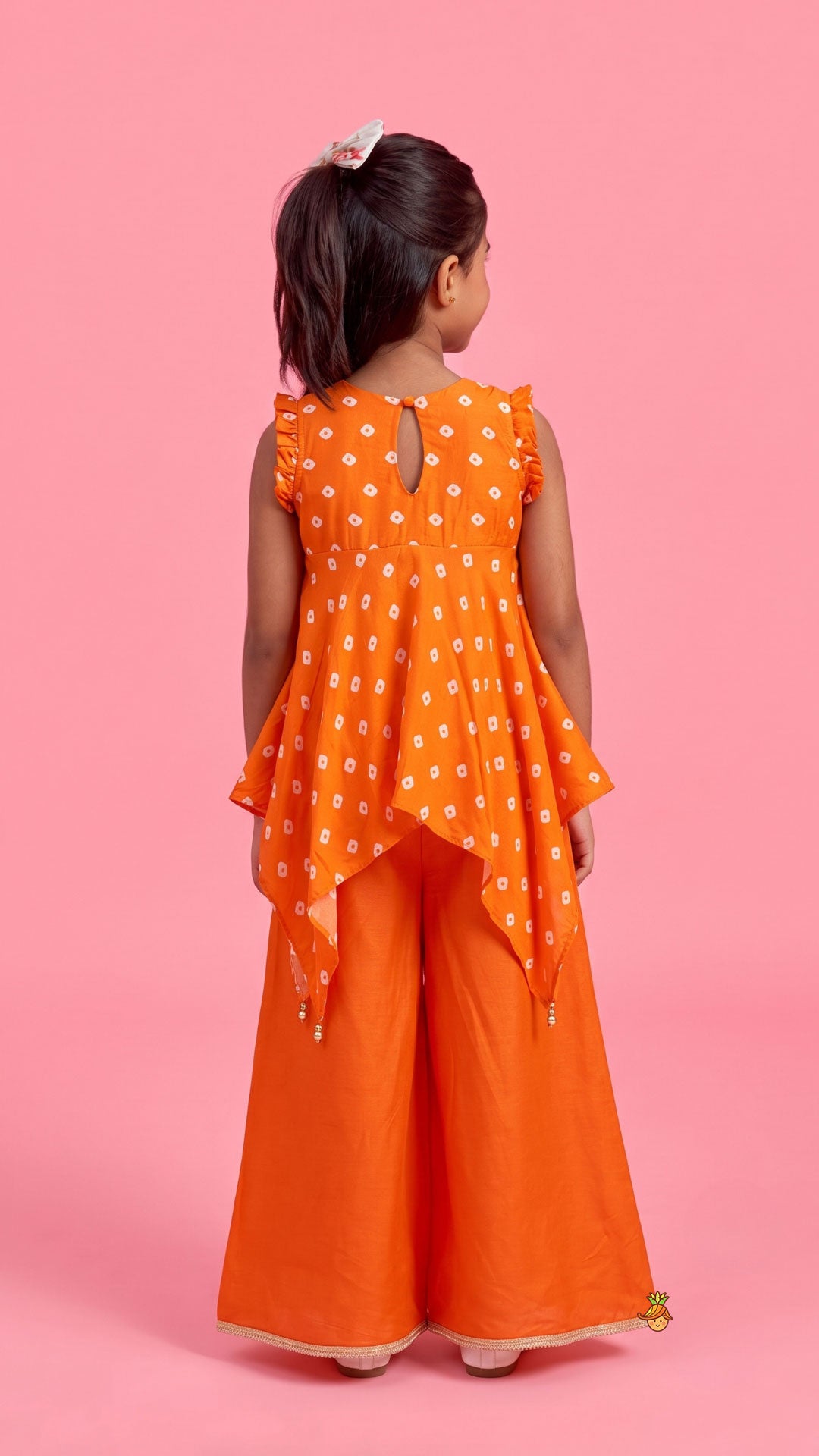 Bandhani Printed Asymmetrical Top And Palazzo