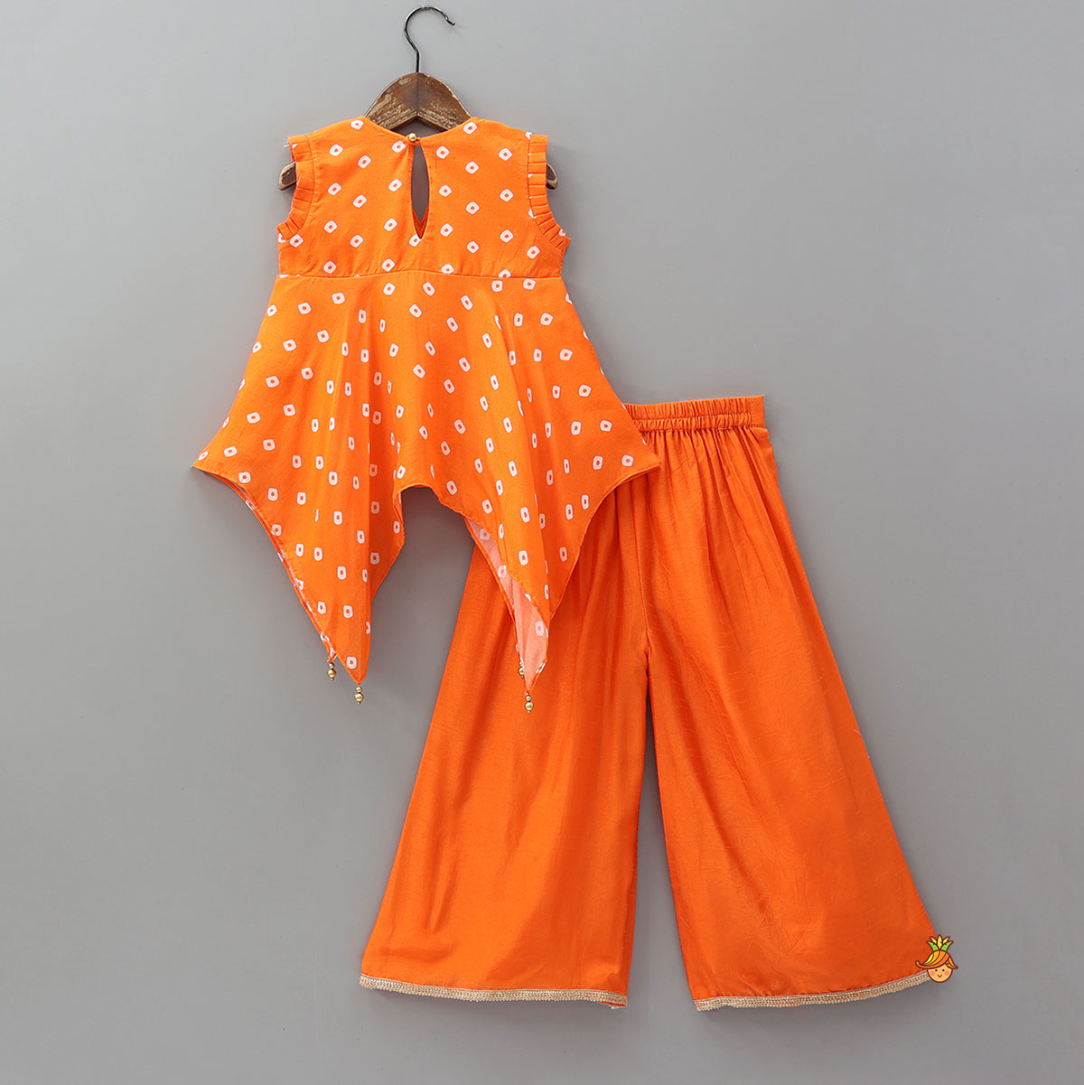 Bandhani Printed Asymmetrical Top And Palazzo