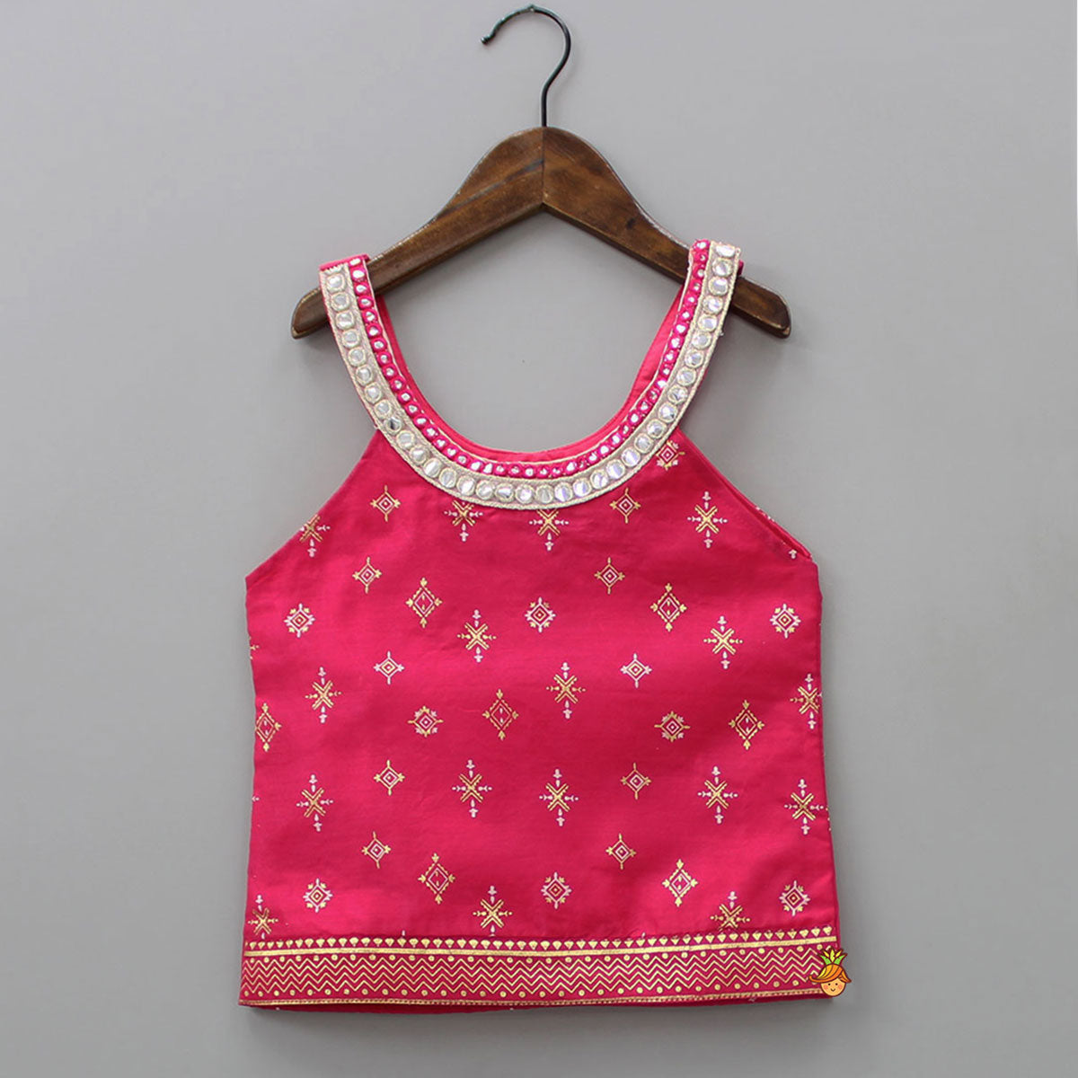 Foil Printed And Abhla Work Stylish Top With Palazzo
