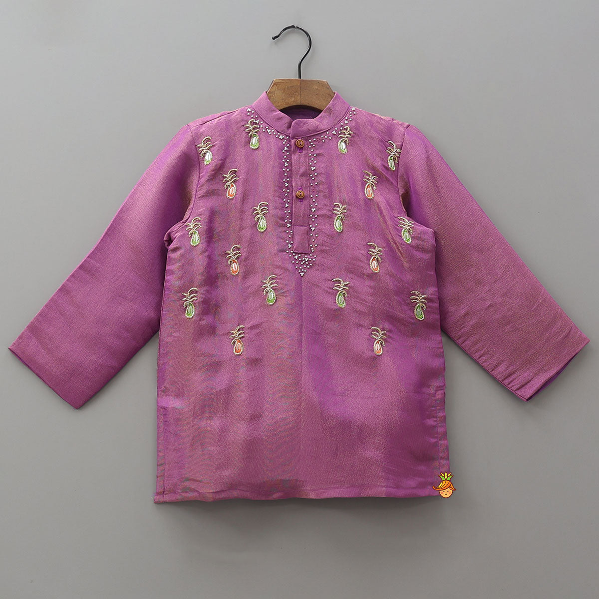 Pineapple Hand Embroidered Kurta With Pyjama