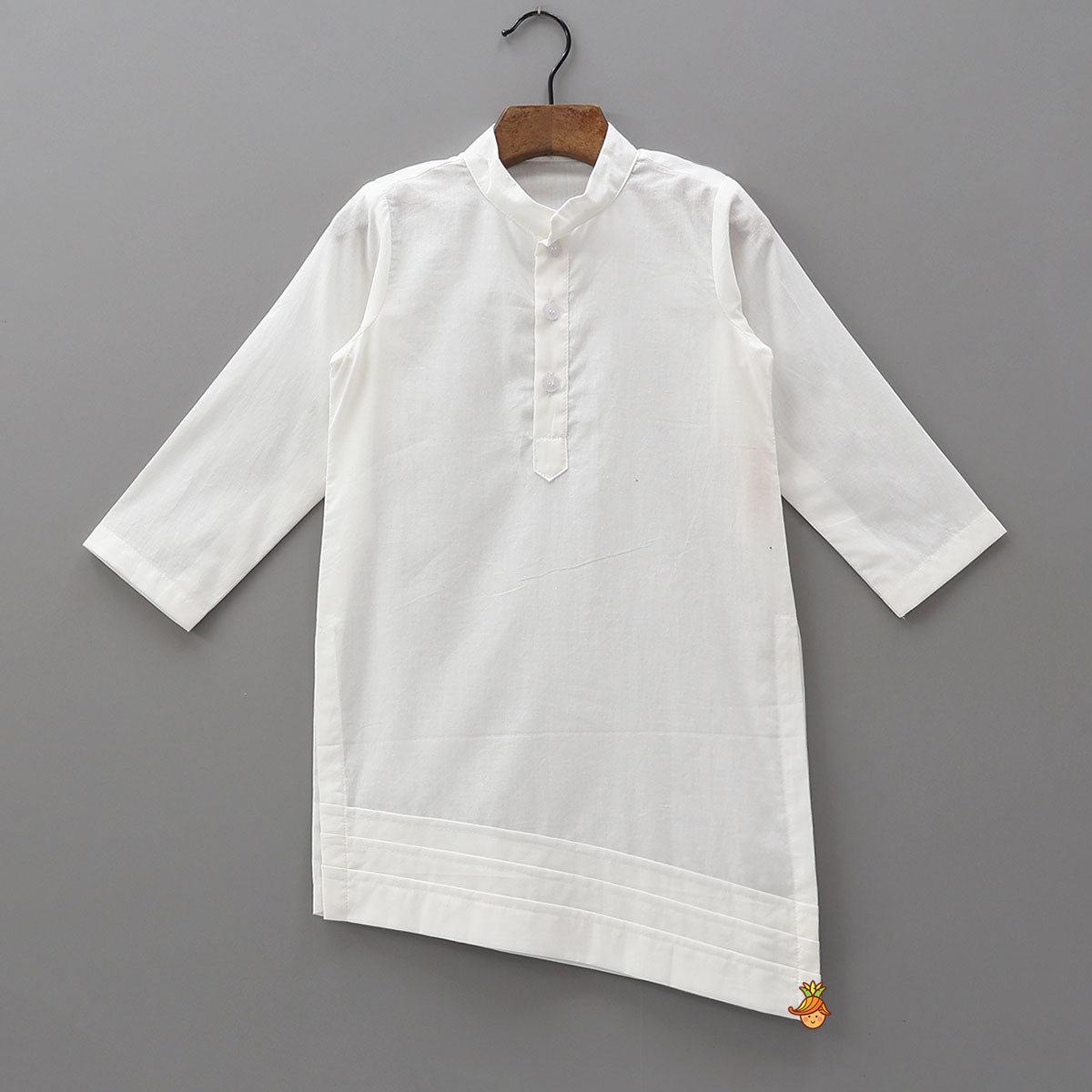 Asymmetric Kurta With Polka Dot Printed Jacket And Pyjama