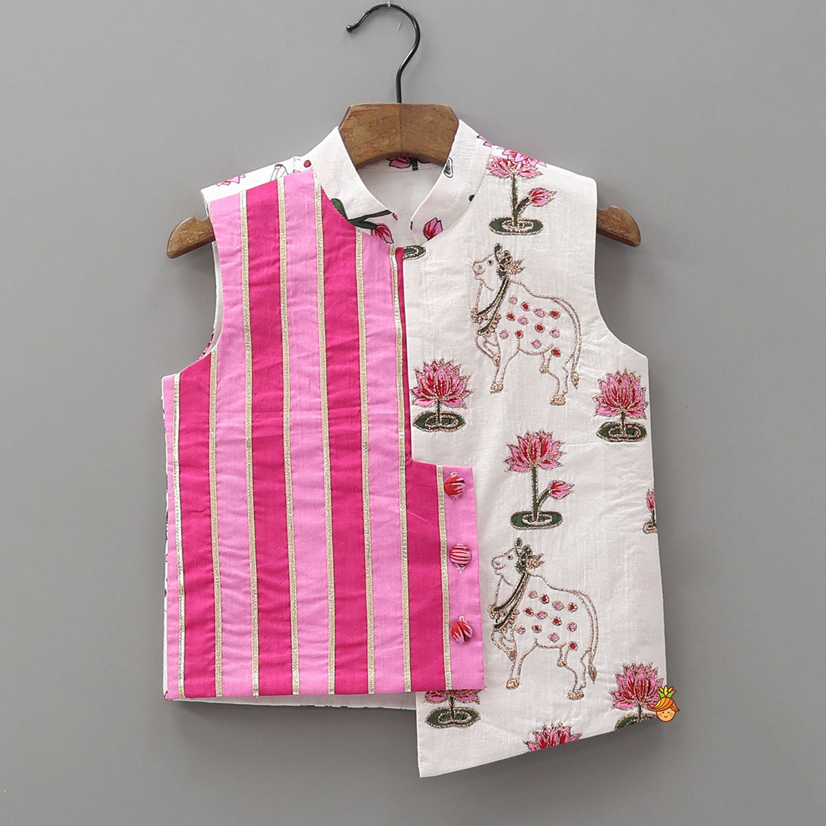 Kurta With Asymmetric Jacket And Pyjama