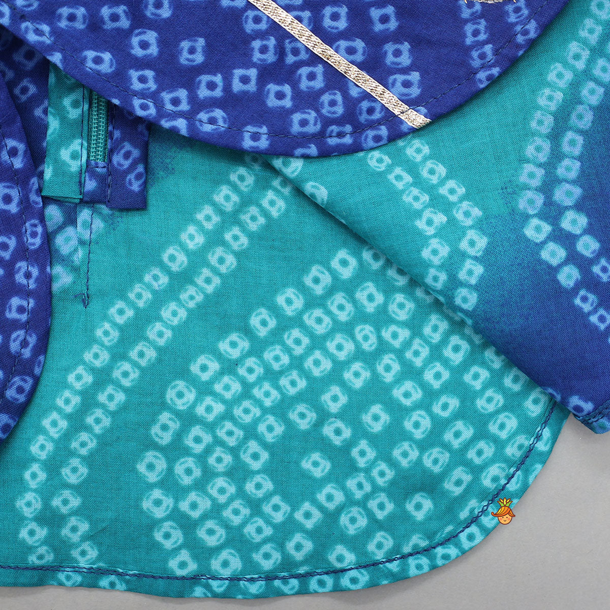 Dual Tone Bandhani Printed Top And Salwar Style Pant With Dupatta
