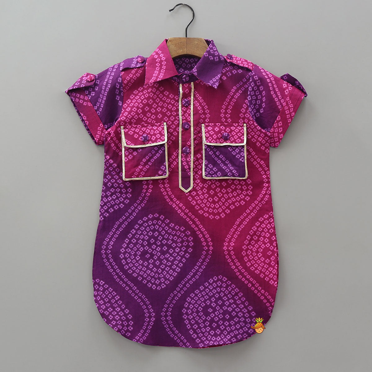 Collar Neck Bandhani Printed Elegant Kurta And Patiala