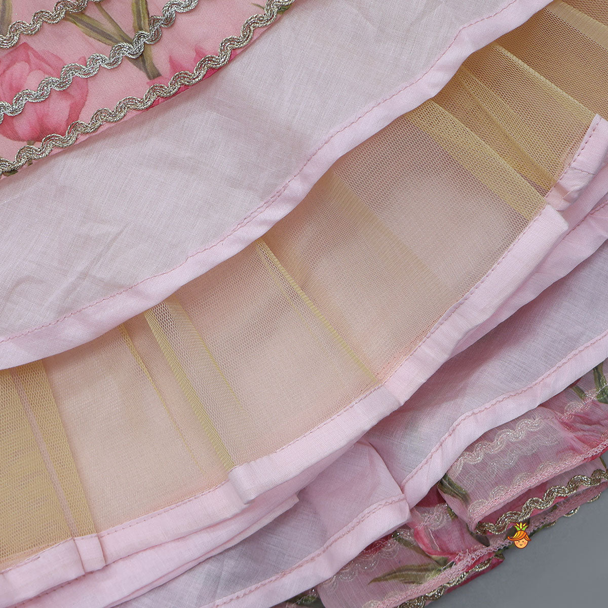 Floral Printed Crop Top And Lehenga With Matching Dupatta