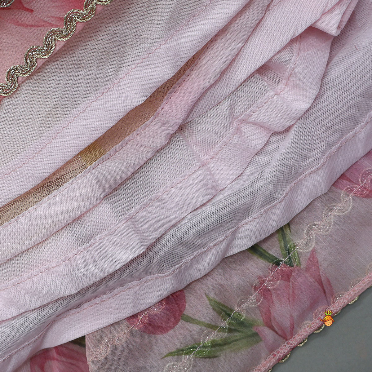 Floral Printed Crop Top And Lehenga With Matching Dupatta