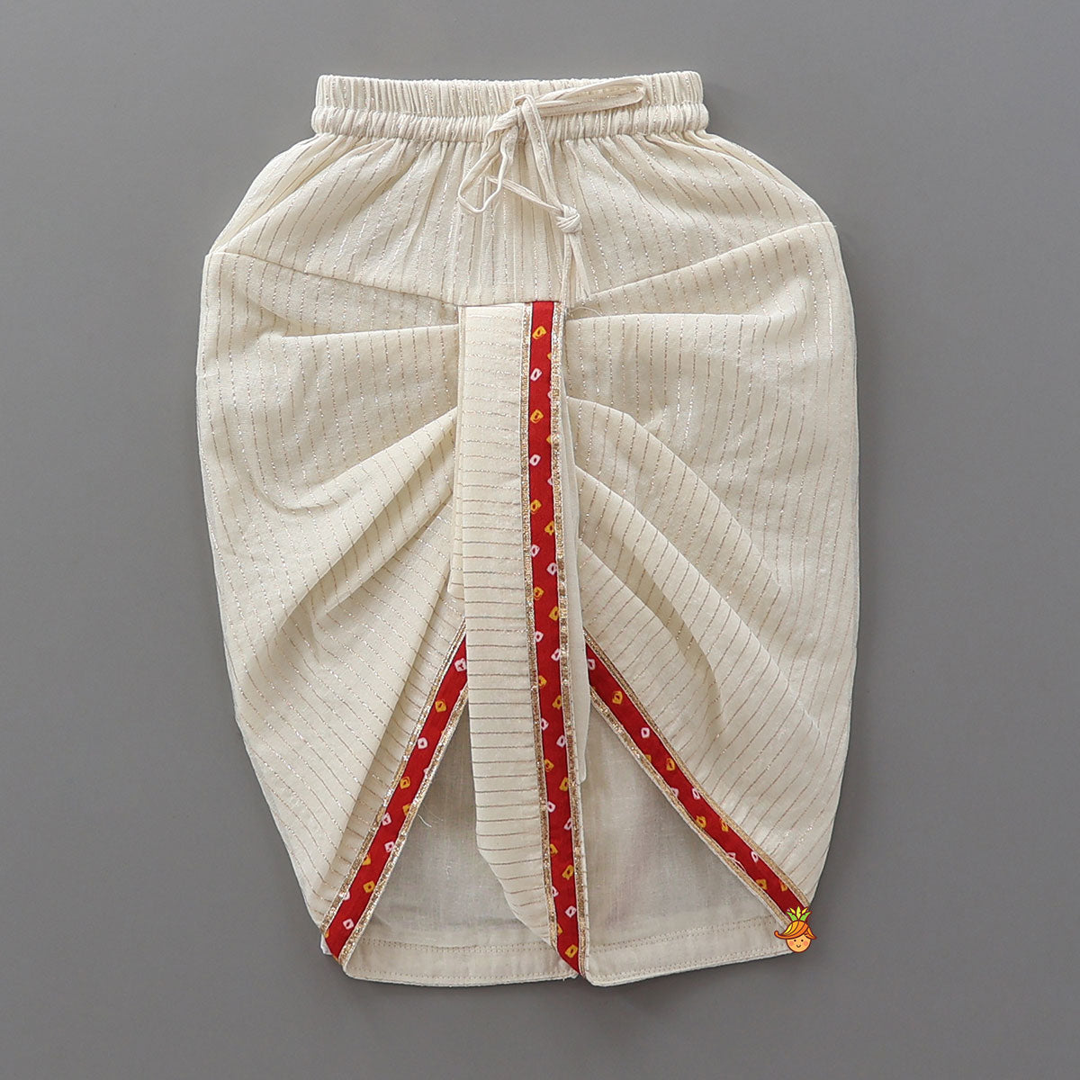 Krishna Motif Printed Kurta And Dhoti With Mukut And Basuri