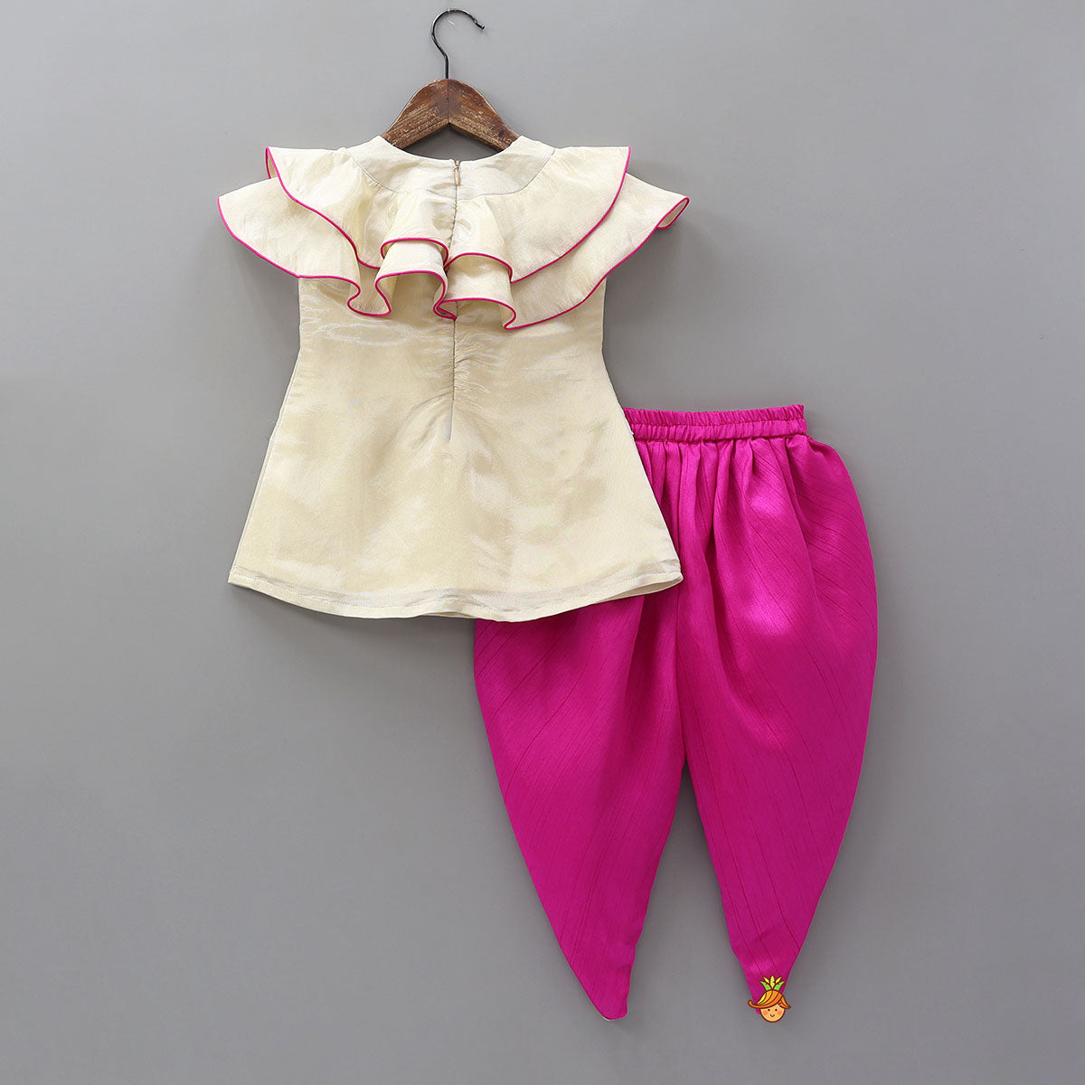 Zari Hand Embroidered Ruffles Kurti With Tulip Dhoti