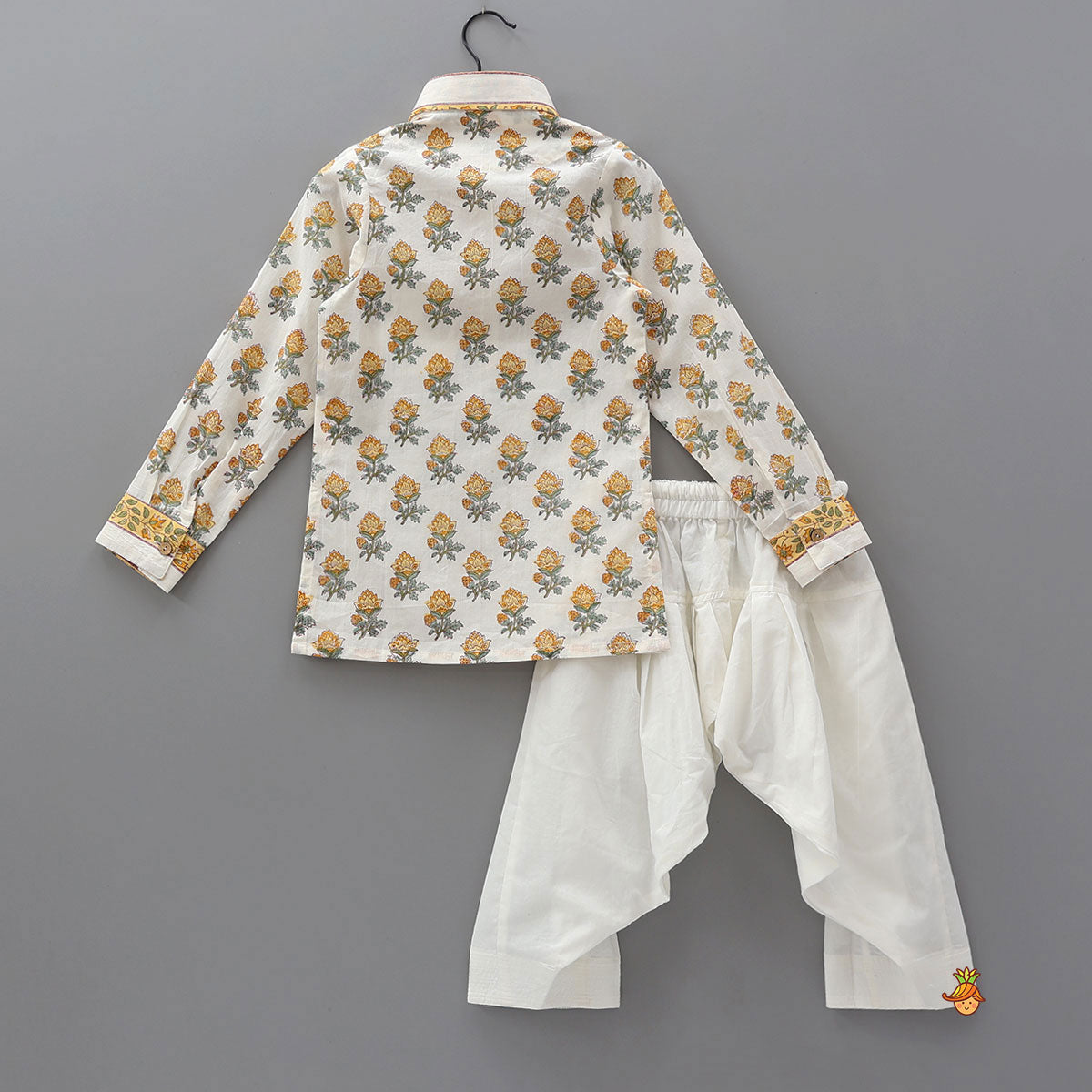 Hand Block Printed Collar Neck Kurta And Salwar