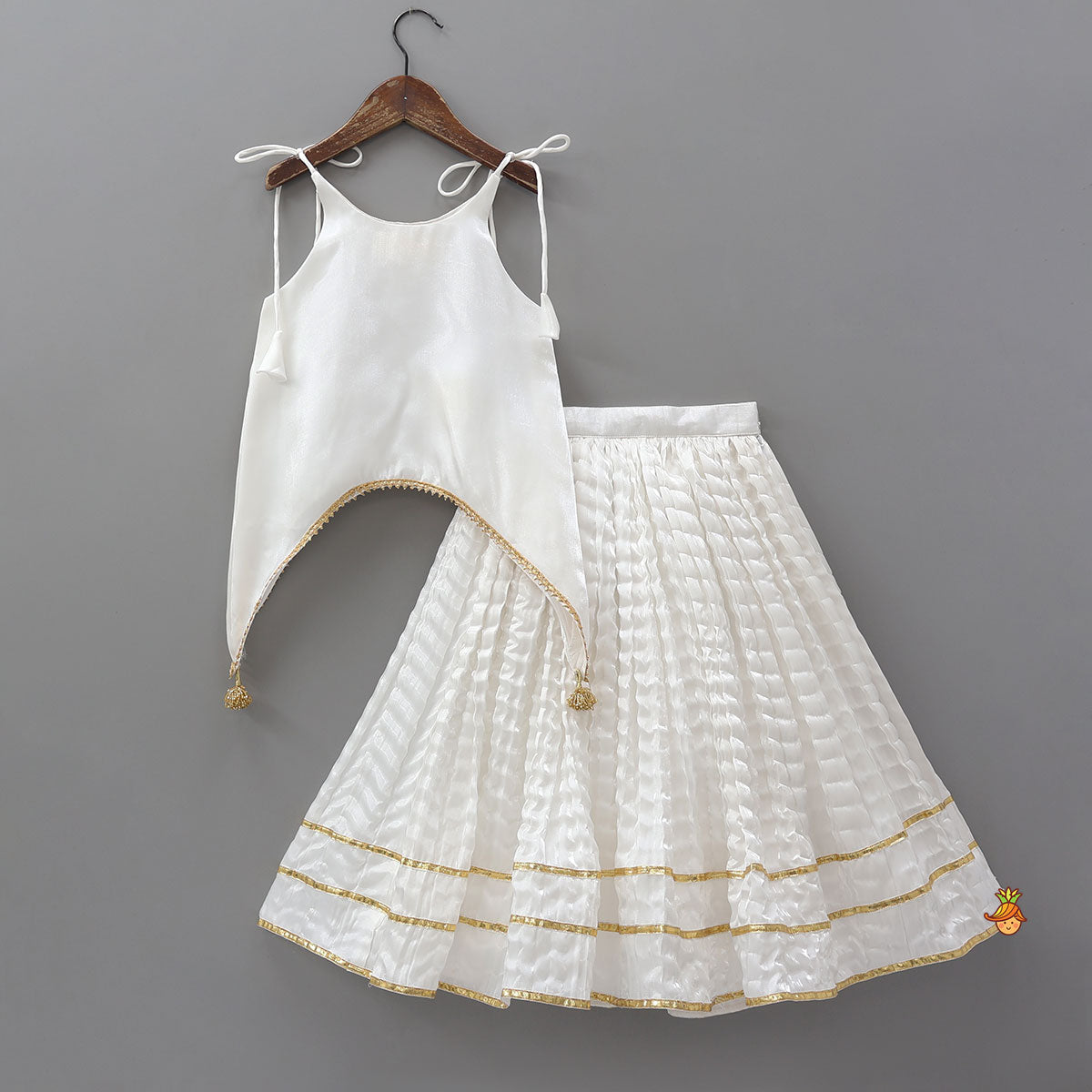 Sheen Kurti And Crushed Fabric Lehenga With Dupatta