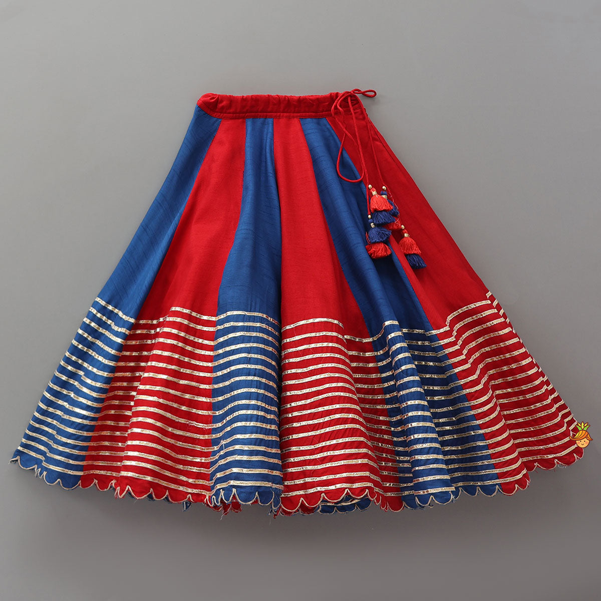 Elegant Multiple Hanging Tassel Detail Crop Top And Colourful Lehenga