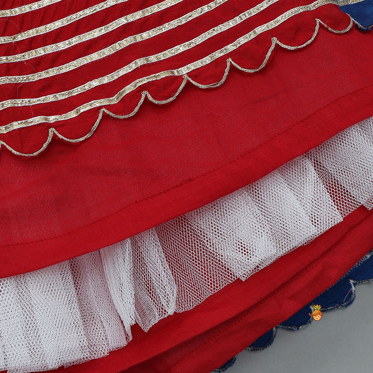 Elegant Multiple Hanging Tassel Detail Crop Top And Colourful Lehenga