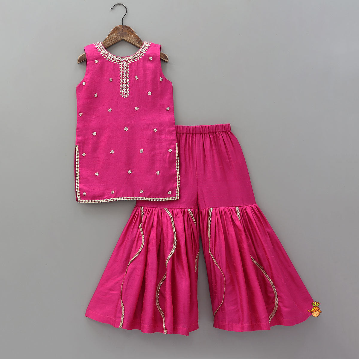 Booti Embroidered Kurti And Lace Work Sharara